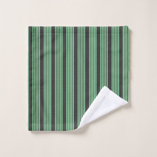 Green and charcoal five stripes pattern wash cloth