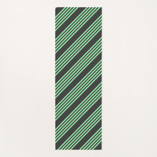 Green and charcoal five stripes pattern yoga mat