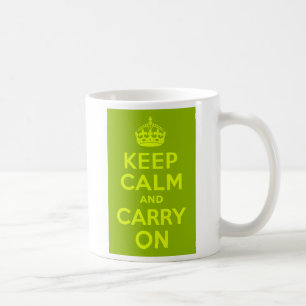 Green and Chartreuse Keep Calm and Carry On Coffee Mug