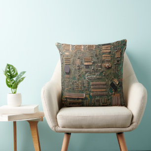 Green and Cooper Circuit Board Throw Pillow 20"x20