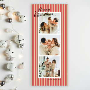 Green and Coral Chic Vertical Stripes 3 Photo