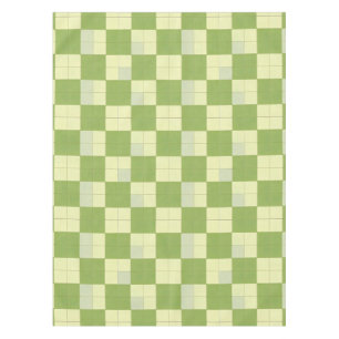 Green and Cream Checkered Tile Pattern Tablecloth