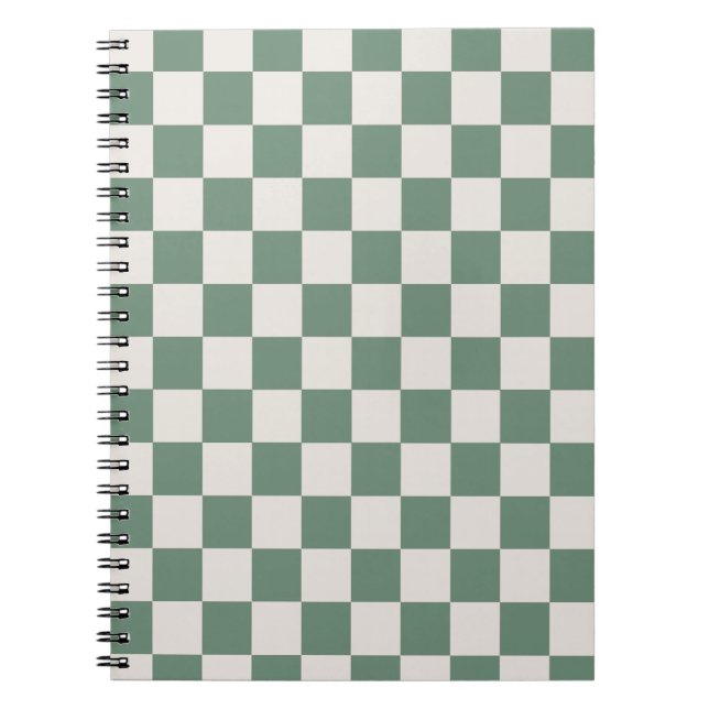 Green And Cream Chequered Classic Chequered Patter Notebook (Front)