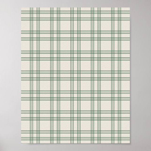 Green And Cream Gingham Poster (Front)