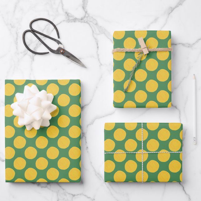 Green and Cream Polka Dot Gift Wrap (Front)