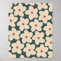 Green And Cream Retro Flower