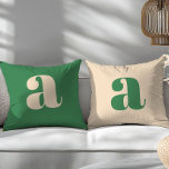 Green and cream retro modern initial  cushion<br><div class="desc">Green and cream retro modern monogram minimalist keepsake gift</div>