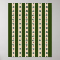 Green And Cream Stripes And Flowers
