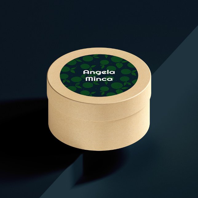 Green and dark blue citrus name round sticker (Creator Uploaded)