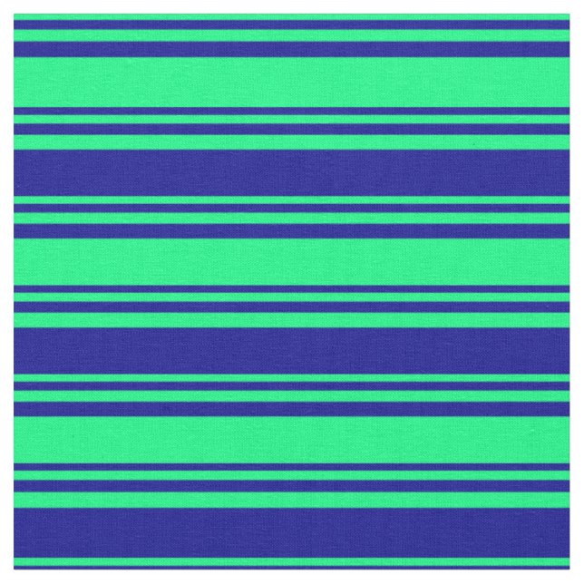 Green and Dark Blue Lines/Stripes Pattern Fabric (Close Up)