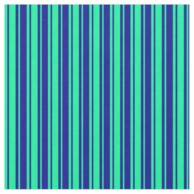 Green and Dark Blue Striped/Lined Pattern Fabric (Close Up)