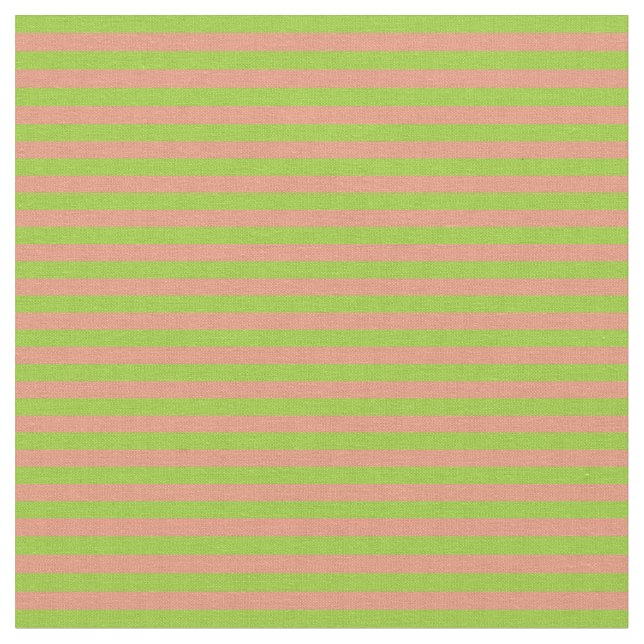 Green and Dark Salmon Coloured Pattern Fabric (Close Up)