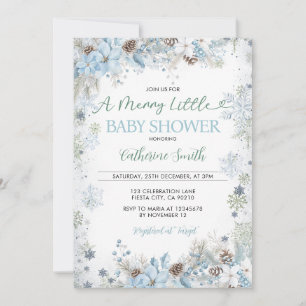 Green and Dusty Blue A Merry Little Baby Shower Invitation