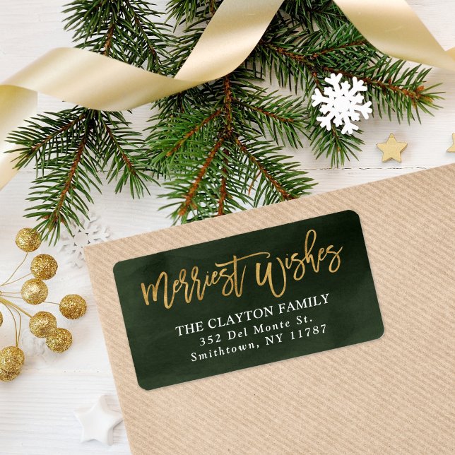 Green and Faux Foil Holiday Return Address Label (Creator Uploaded)