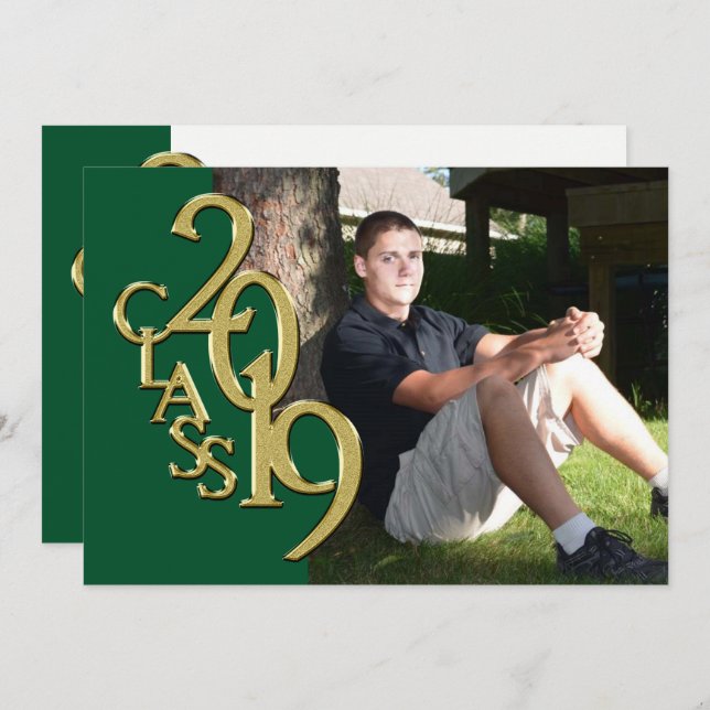 Green and Gold 2019 Graduation Invitation (Front/Back)