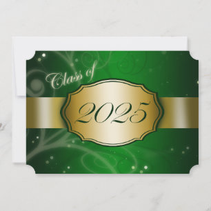 Green and Gold 2025 Graduation Invitation
