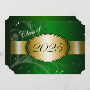 Green and Gold 2025 Graduation Party Invitation