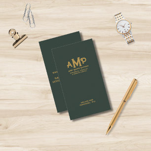 Green and Gold 3 Letter Monogram Business Logo Card