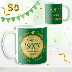 Green and Gold, 50th Class Reunion Gift Ideas, Coffee Mug