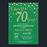 Green and Gold 70th Birthday Diamond Invitation<br><div class="desc">70th Birthday Invitation with Green and Gold Glitter Diamond Background. Gold Confetti. Adult Birthday. Male Men or Women Birthday. For further customisation,  please click the "Customise it" button and use our design tool to modify this template.</div>