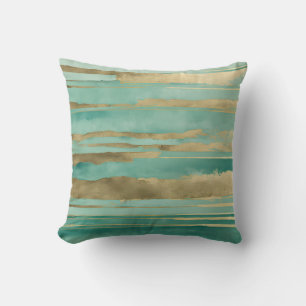Green and Gold Abstract #2 Cushion