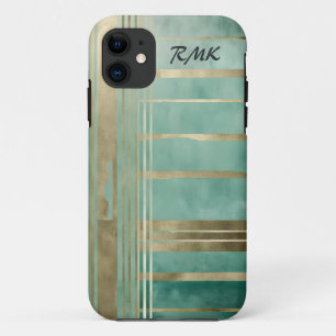 Green and Gold Abstract #3 Personalised iPhone 11 Case