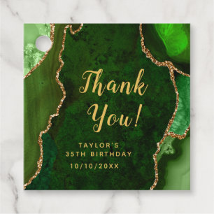 Green and Gold Agate Birthday Thank You Favour Tags
