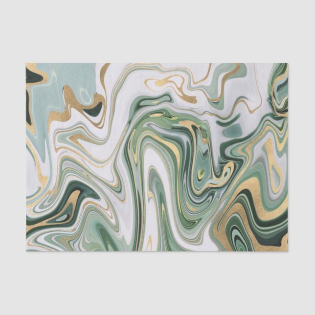 Green and Gold agate/marble 3 Tissue Paper (Front)