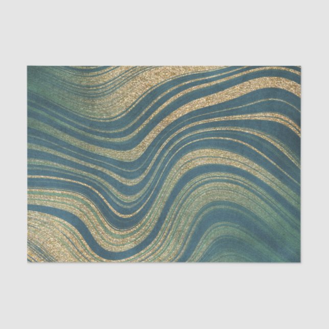 Green and Gold agate/marble Tissue Paper (Front)