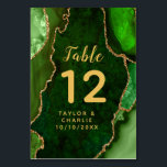 Green and Gold Agate Marble Wedding Table Number<br><div class="desc">This elegant and glamourous table number wedding sign features a green agate marble background with faux gold glitter accents. The text combines handwritten script and modern sans serif fonts for a classy and sophisticated look. This will be perfect for autumn fall and winter weddings.</div>