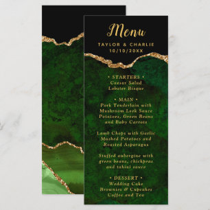 Green and Gold Agate Wedding Menu