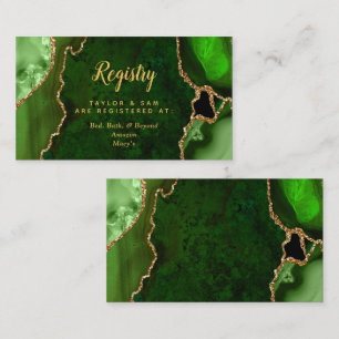 Green and Gold Agate Wedding Registry Enclosure Card