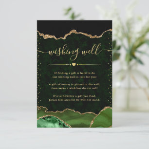Green and Gold Agate Wedding Wishing Well Enclosure Card