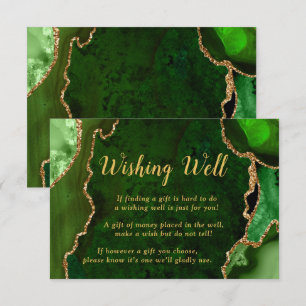Green and Gold Agate Wedding Wishing Well Enclosure Card