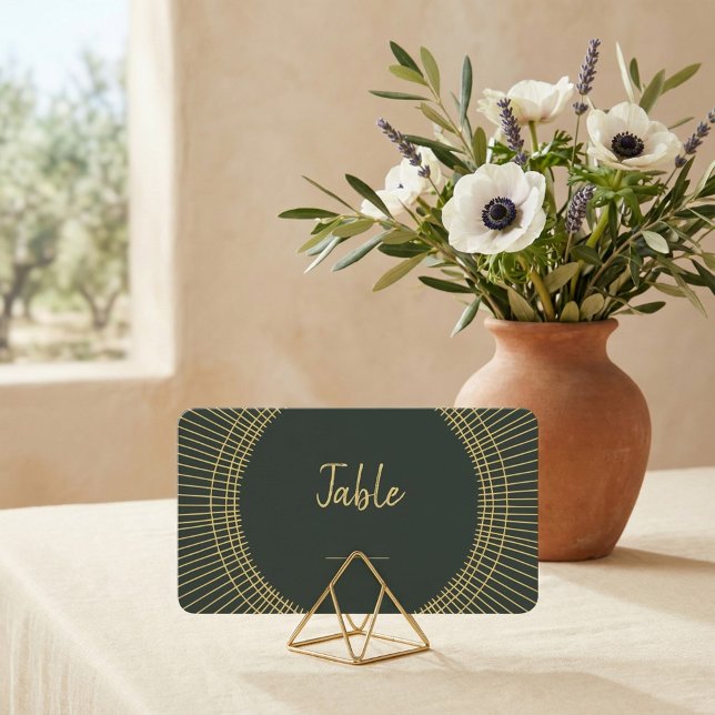 Green and gold art nouveau table number place card (Green and gold art nouveau table number place card.)