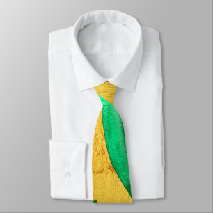 Green and gold arty leaves tie