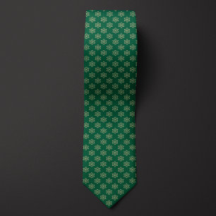 Green and Gold Atom Pattern Tie