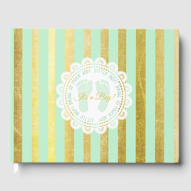 Green and Gold Baby Shower Guestbook (Front)