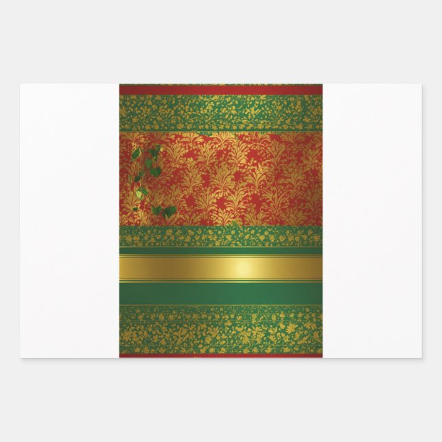green and gold background. wrapping paper sheet (Front 3)