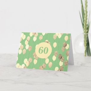 Green and Gold Balloons 60th Birthday Card