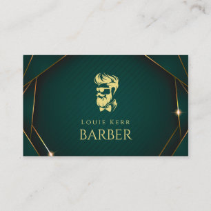 Green And Gold Barbershop  Business Card