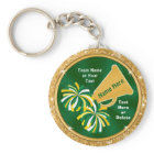 Green and Gold Cheerleader Keychains Personalised