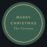 Green and Gold Christmas Classic Round Sticker<br><div class="desc">A perfect Christmas mailing accessory to match the Snow Globe Holiday Card design by Origami Prints.</div>
