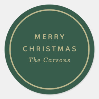 Green and Gold Christmas Classic Round Sticker