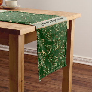 Green and Gold Christmas Print Medium Table Runner