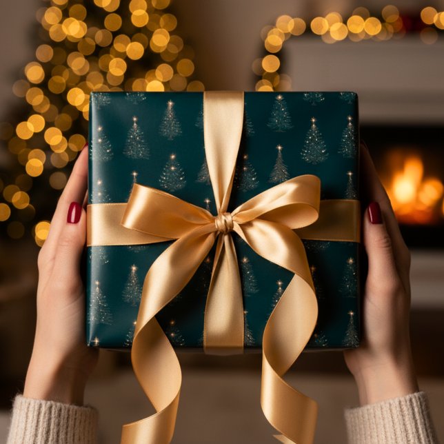 Green and Gold Christmas Tree Wrapping Paper Sheet (Creator Uploaded)