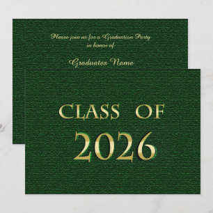 Green and Gold Class of 2026 Graduation Party Card