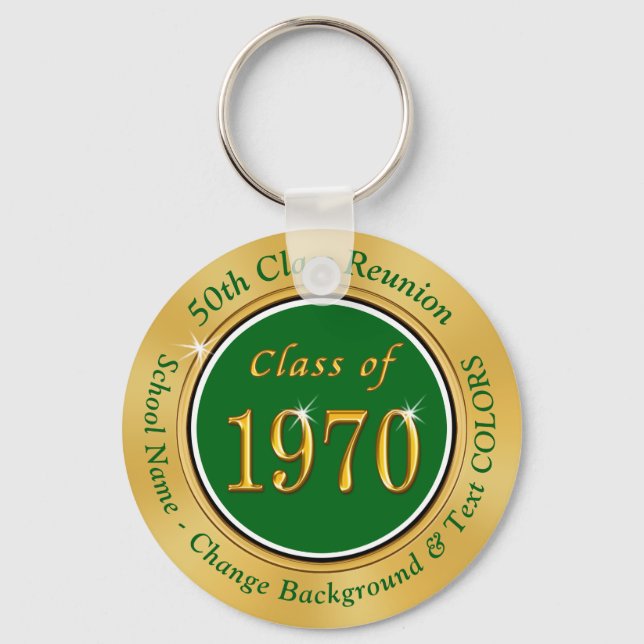 Green and Gold Class Reunion Keychains BULK or ONE (Front)