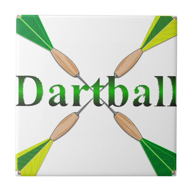Green and Gold Dartball Darts Ceramic Tile (Front)