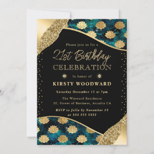 Green and Gold Dharma Pattern 21st Birthday Invitation